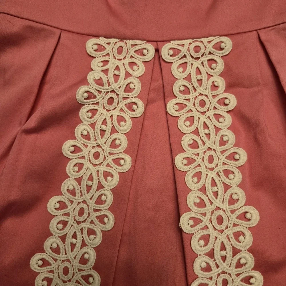 EUC Lilly Pulitzer Sz 0 Pink Betsey Dress Strapless White Lace Embroidery Pleat‎ - Picture 7 of 16